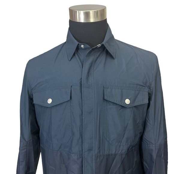 ARMANI EXCHANGE BLUE Collared Overcoat Sustainable‎ Fabric size Small NEW - Picture 2 of 8